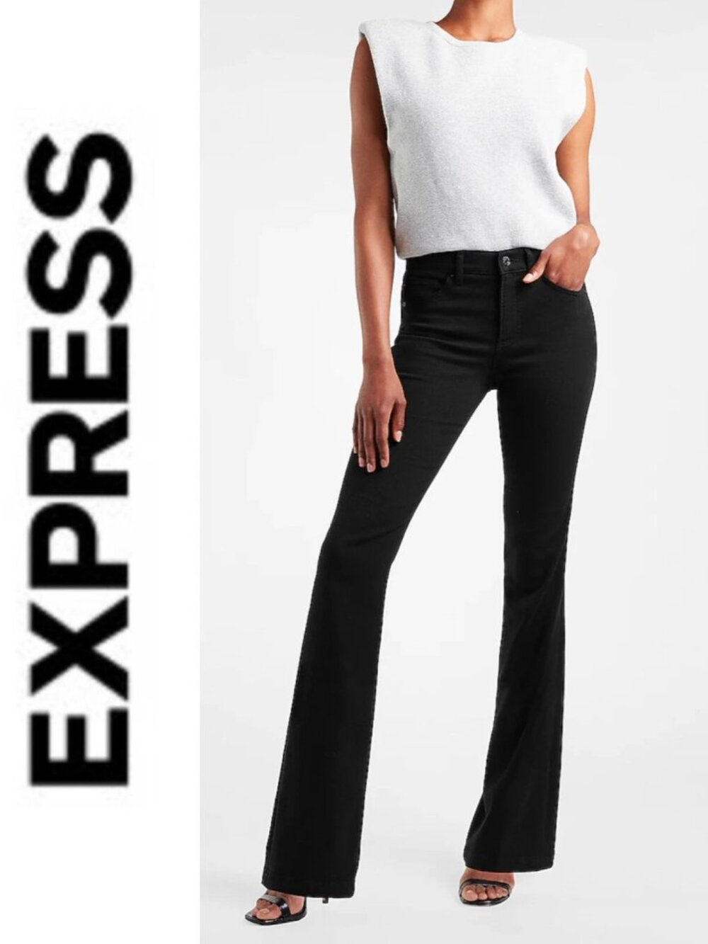 Express mid rise black supersoft bootcut jeans